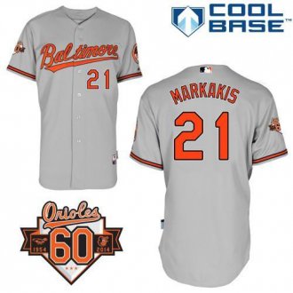 Baltimore Orioles #21 Nick Markakis Grey Cool Base Stitched Baseball Jersey