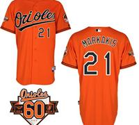 Baltimore Orioles #21 Nick Markakis Orange 1954-2014 60th Anniversary Cool Base Baseball Jersey
