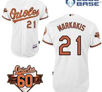 Baltimore Orioles #21 Nick Markakis White 1954-2014 60th Anniversary Cool Base Baseball Jersey