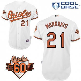 Baltimore Orioles #21 Nick Markakis White Cool Base Stitched Baseball Jersey