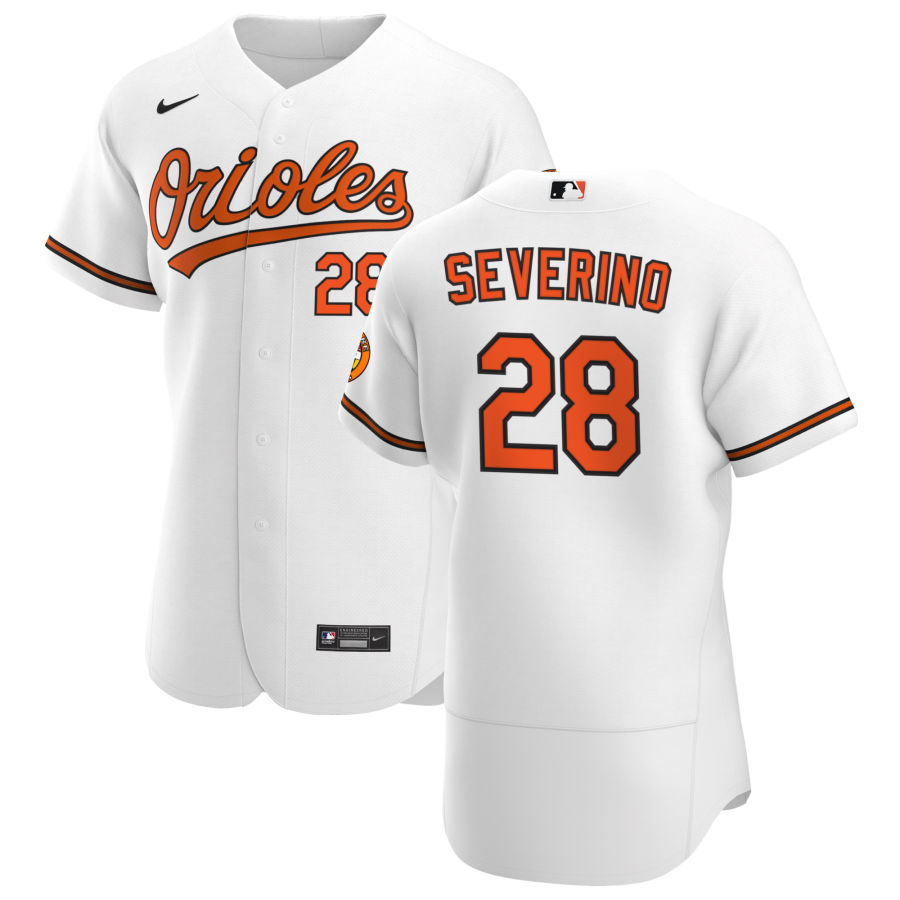 Baltimore Orioles #28 Pedro Severino Men's Nike White Home 2020 Authentic Player MLB Jersey