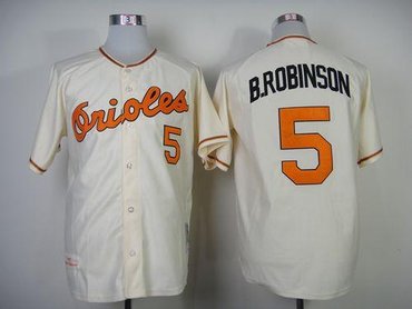 Baltimore Orioles #5 Brooks Robinson Cream Throwback Baseball Jersey(Mitchell And Ness 1970)