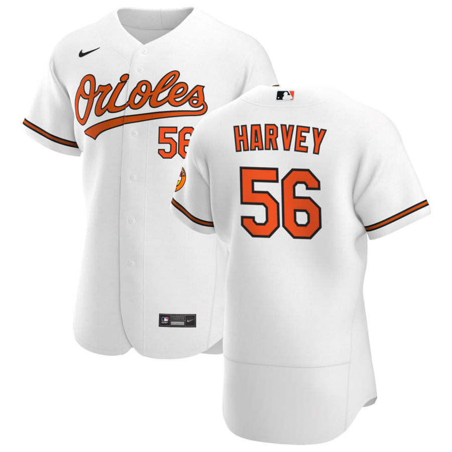 Baltimore Orioles #56 Hunter Harvey Men's Nike White Home 2020 Authentic Player MLB Jersey