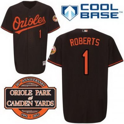 Baltimore Orioles 1# Brian Roberts Black Cool Base MLB Jersey W 20th Anniversary Patch 
