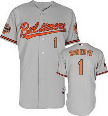 Baltimore Orioles 1# Brian Roberts Grey Cool Base MLB Jersey W 20th Anniversary Patch 