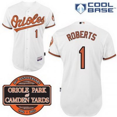Baltimore Orioles 1# Brian Roberts White Cool Base MLB Jersey W 20th Anniversary Patch 