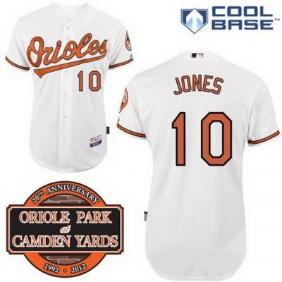 Baltimore Orioles 10# Adam Jones White Cool Base MLB Jersey W 20th Anniversary Patch 