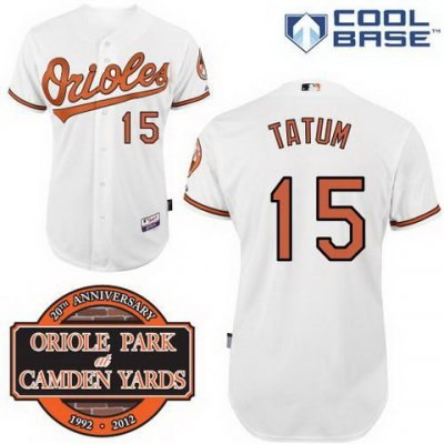 Baltimore Orioles 15# Craig Tatum White Cool Base MLB Jersey W 20th Anniversary Patch 