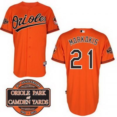 Baltimore Orioles 21# Nick Markakis Orange Cool Base MLB Jersey W 20th Anniversary Patch 