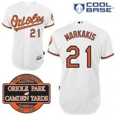 Baltimore Orioles 21# Nick Markakis White Cool Base MLB Jersey W 20th Anniversary Patch 