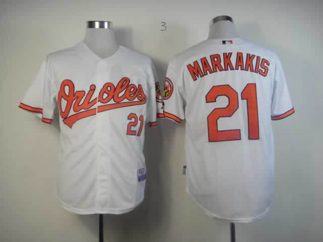 Baltimore Orioles 21# Nick Markakis White Cool Base MLB Jerseys