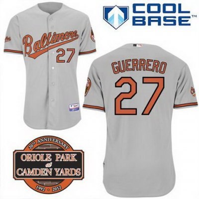 Baltimore Orioles 27# Vladimir Guerrero Grey Cool Base MLB Jersey W 20th Anniversary Patch 