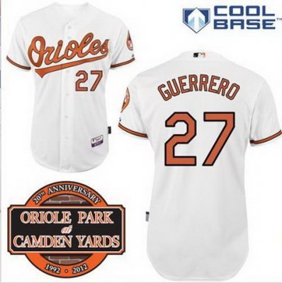 Baltimore Orioles 27# Vladimir Guerrero White Cool Base MLB Jersey W 20th Anniversary Patch 