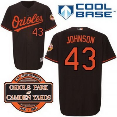 Baltimore Orioles 43# Jim Johnson Black Cool Base MLB Jersey W 20th Anniversary Patch 