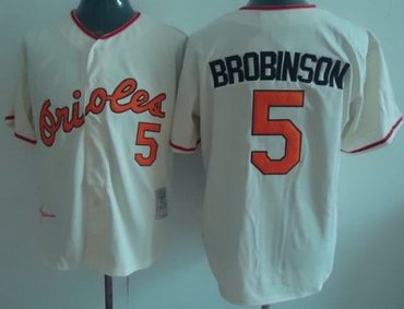 Baltimore Orioles 5 Brooks Robinson Cream Throwback MLB Jerseys
