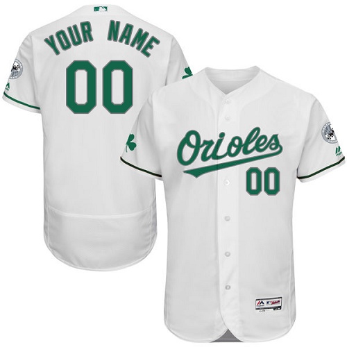 Baltimore Orioles White St. Patrick's Day Men's Flexbase Customized Jersey Baltimore Orioles White St. Patrick's Day Men's Flexbase Customized Jersey