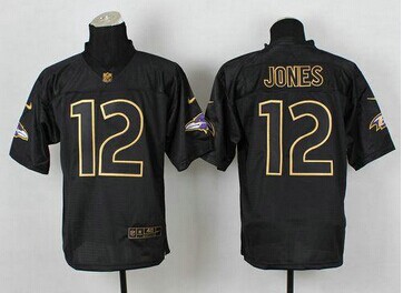 Baltimore Ravens #12 Jacoby Jones Black Gold No. Fashion NFL Elite Jersey Baltimore Ravens #12 Jacoby Jones Black Gold No. Fashion NFL Elite Jersey