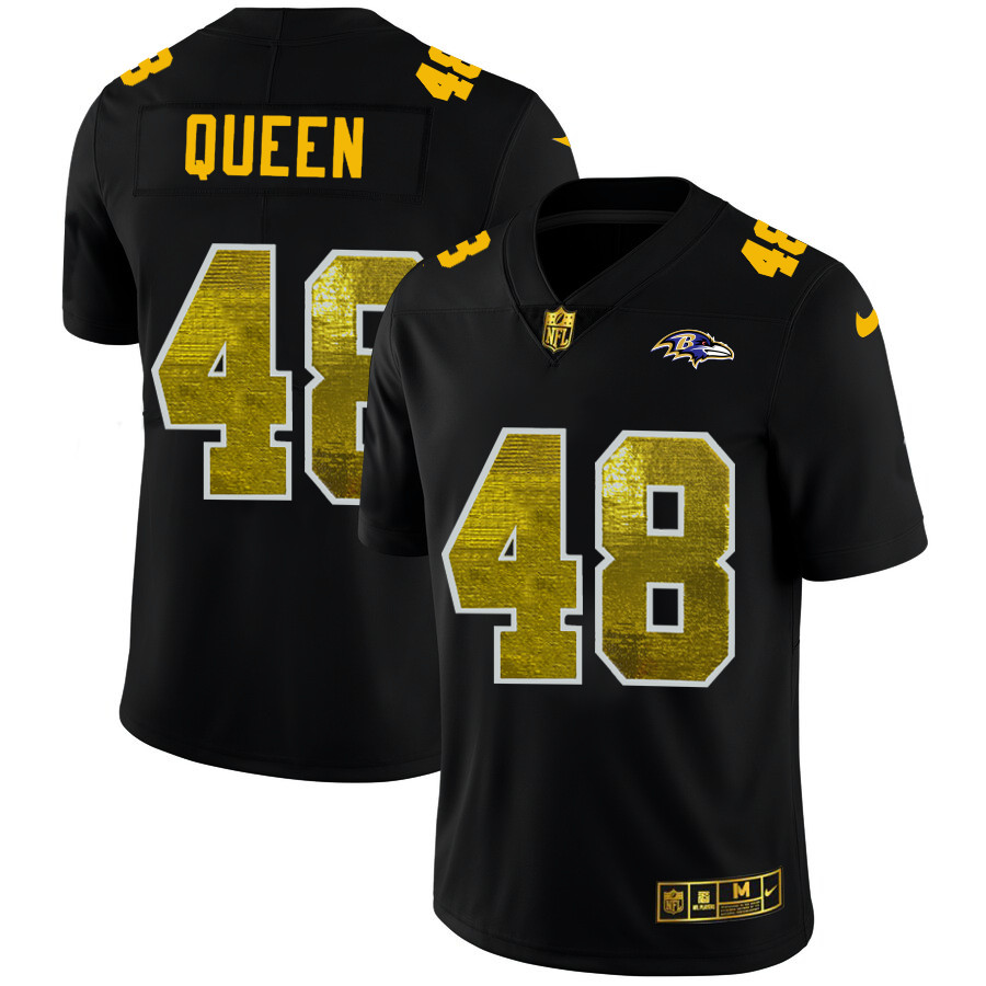 Baltimore Ravens #48 Patrick Queen Men's Black Nike Golden Sequin Vapor Limited NFL Jersey Baltimore Ravens #48 Patrick Queen Men's Black Nike Golden Sequin Vapor Limited NFL Jersey