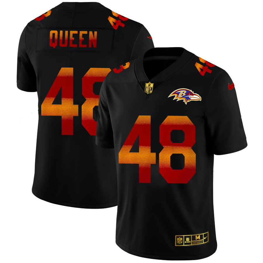 Baltimore Ravens #48 Patrick Queen Men's Black Nike Red Orange Stripe Vapor Limited NFL Jersey Baltimore Ravens #48 Patrick Queen Men's Black Nike Red Orange Stripe Vapor Limited NFL Jersey