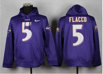 Baltimore Ravens #5 Joe Flacco Purple Pullover Hoodie Baltimore Ravens #5 Joe Flacco Purple Pullover Hoodie