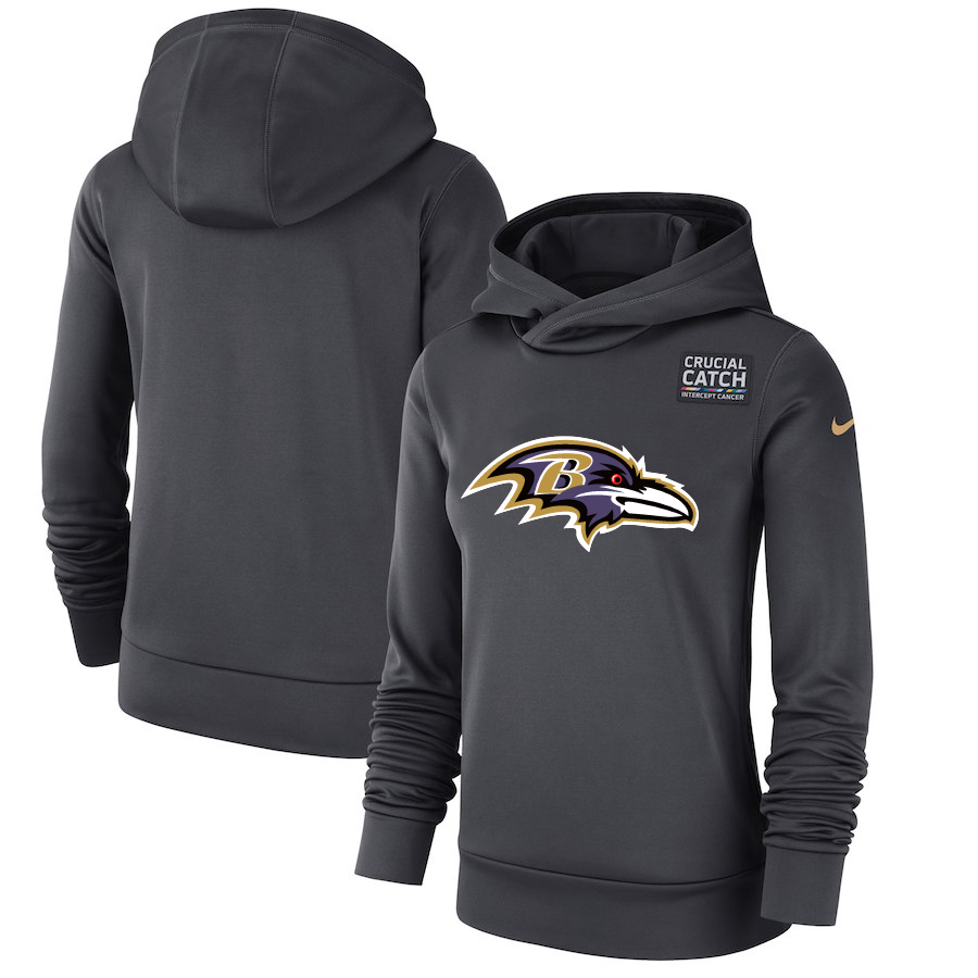Baltimore Ravens Anthracite Women's Nike Crucial Catch Performance Hoodie Baltimore Ravens Anthracite Women's Nike Crucial Catch Performance Hoodie