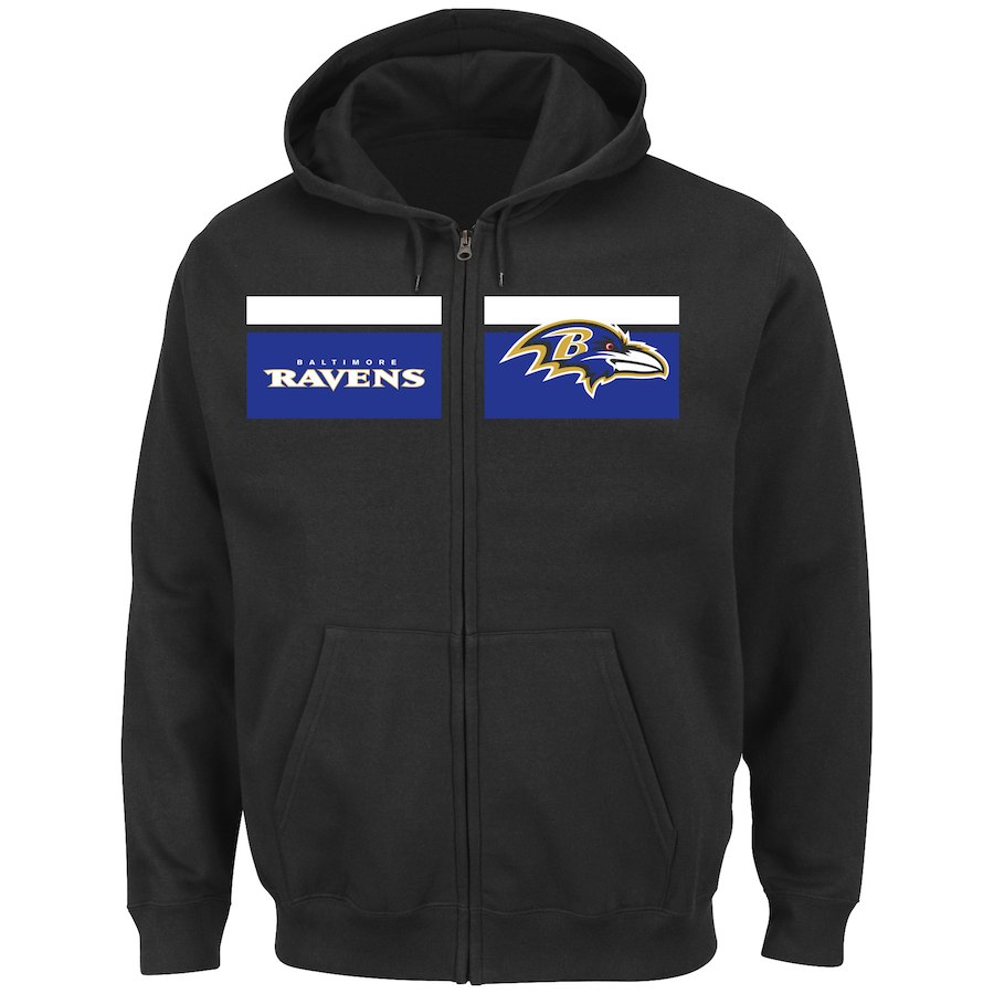 Baltimore Ravens Majestic Touchback Full Zip Hoodie Black Baltimore Ravens Majestic Touchback Full Zip Hoodie Black