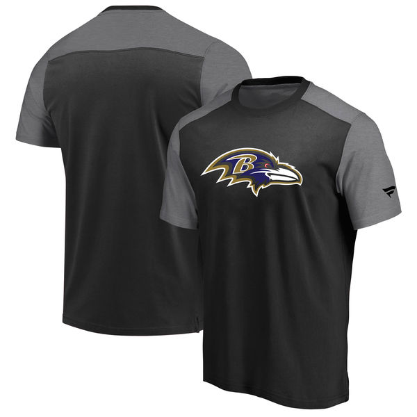Baltimore Ravens NFL Pro Line By Fanatics Branded Iconic Color Block T-Shirt BlackHeathered Gray