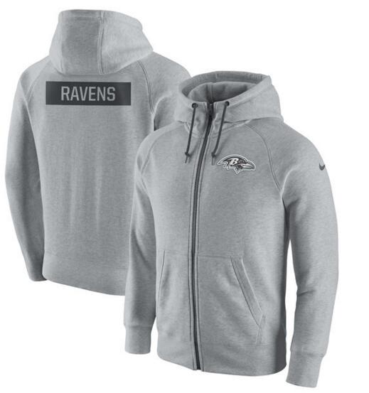 Baltimore Ravens Nike Gridiron Gray 2.0 Full Zip Hoodie Ash Baltimore Ravens Nike Gridiron Gray 2.0 Full Zip Hoodie Ash