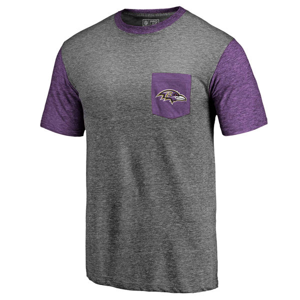 Baltimore Ravens Pro Line By Fanatics Branded Heathered Gray Purple Refresh Pocket T-Shirt Baltimore Ravens Pro Line By Fanatics Branded Heathered Gray Purple Refresh Pocket T-Shirt