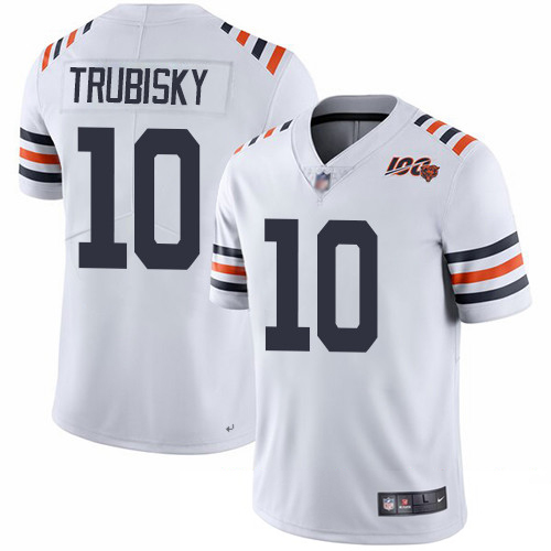Bears #10 Mitchell Trubisky White Alternate Men's Stitched Football Vapor Untouchable Limited 100th Season Jersey Bears #10 Mitchell Trubisky White Alternate Men's Stitched Football Vapor Untouchable Limited 100th Season Jersey