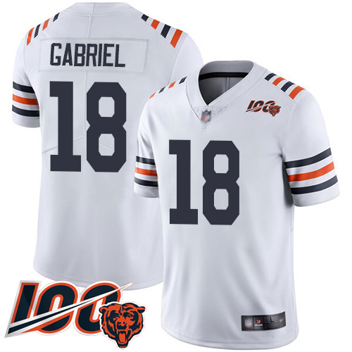 Bears #18 Taylor Gabriel White Alternate Men's Stitched Football Vapor Untouchable Limited 100th Season Jersey Bears #18 Taylor Gabriel White Alternate Men's Stitched Football Vapor Untouchable Limited 100th Season Jersey