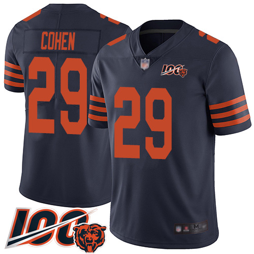 Bears #29 Tarik Cohen Navy Blue Alternate Men's Stitched Football 100th Season Vapor Limited Jersey Bears #29 Tarik Cohen Navy Blue Alternate Men's Stitched Football 100th Season Vapor Limited Jersey