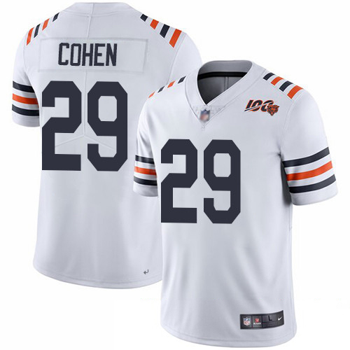 Bears #29 Tarik Cohen White Alternate Men's Stitched Football Vapor Untouchable Limited 100th Season Jersey Bears #29 Tarik Cohen White Alternate Men's Stitched Football Vapor Untouchable Limited 100th Season Jersey