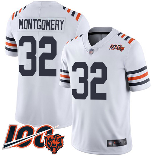 Bears #32 David Montgomery White Alternate Youth Stitched Football Vapor Untouchable Limited 100th Season Jersey Bears #32 David Montgomery White Alternate Youth Stitched Football Vapor Untouchable Limited 100th Season Jersey