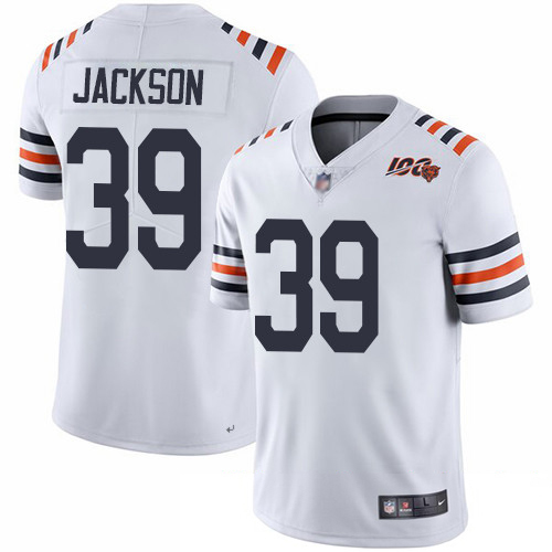 Bears #39 Eddie Jackson White Alternate Men's Stitched Football Vapor Untouchable Limited 100th Season Jersey