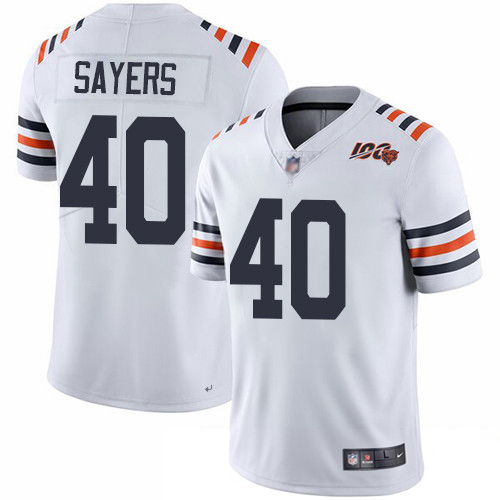 Bears #40 Gale Sayers White Alternate Men's Stitched Football Vapor Untouchable Limited 100th Season Jersey Bears #40 Gale Sayers White Alternate Men's Stitched Football Vapor Untouchable Limited 100th Season Jersey