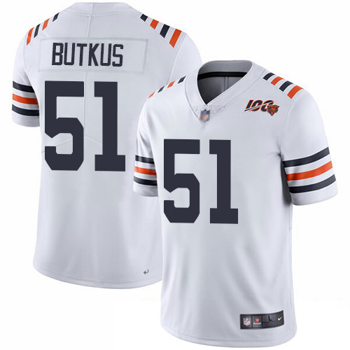 Bears #51 Dick Butkus White Alternate Men's Stitched Football Vapor Untouchable Limited 100th Season Jersey Bears #51 Dick Butkus White Alternate Men's Stitched Football Vapor Untouchable Limited 100th Season Jersey