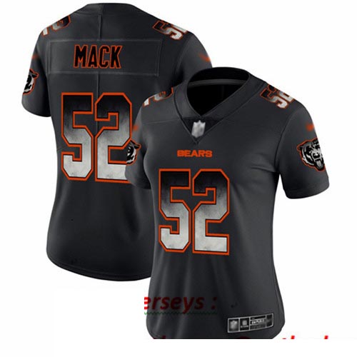 Bears #52 Khalil Mack Black Women's Stitched Football Vapor Untouchable Limited Smoke Fashion Jersey Bears #52 Khalil Mack Black Women's Stitched Football Vapor Untouchable Limited Smoke Fashion Jersey