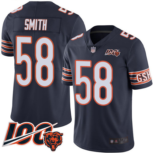 Bears #58 Roquan Smith Navy Blue Team Color Men's Stitched Football 100th Season Vapor Limited Jersey Bears #58 Roquan Smith Navy Blue Team Color Men's Stitched Football 100th Season Vapor Limited Jersey