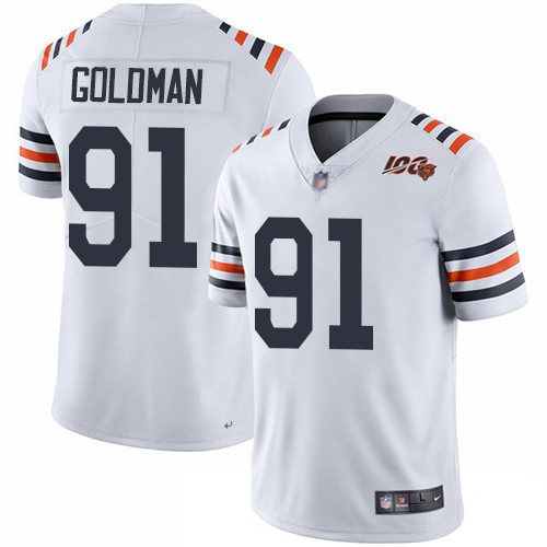 Bears #91 Eddie Goldman White Alternate Men's Stitched Football Vapor Untouchable Limited 100th Season Jersey