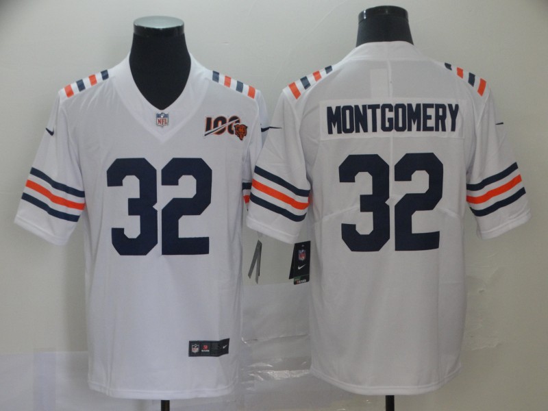 Bears 32 David Montgomery White 2019 100th Season Alternate Classic Vapor Untouchable Limited Jersey Bears 32 David Montgomery White 2019 100th Season Alternate Classic Vapor Untouchable Limited Jersey