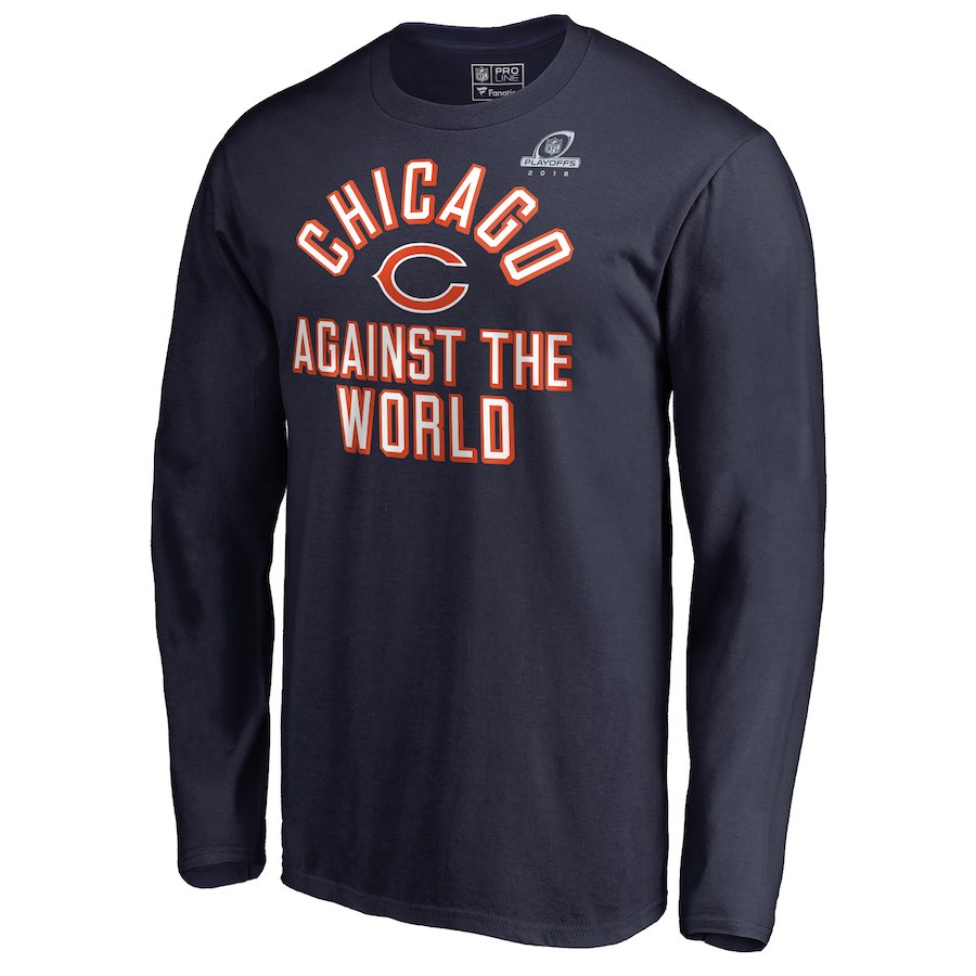 Bears Navy 2018 NFL Playoffs Against The World Men's Long Sleeve T-Shirt