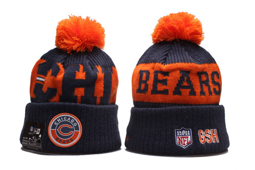 Bears Team Logo Navy 2020 NFL Sideline Pom Cuffed Knit Hat YP