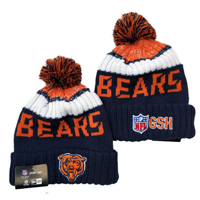 Bears Team Logo Navy Pom Knit Hat YD