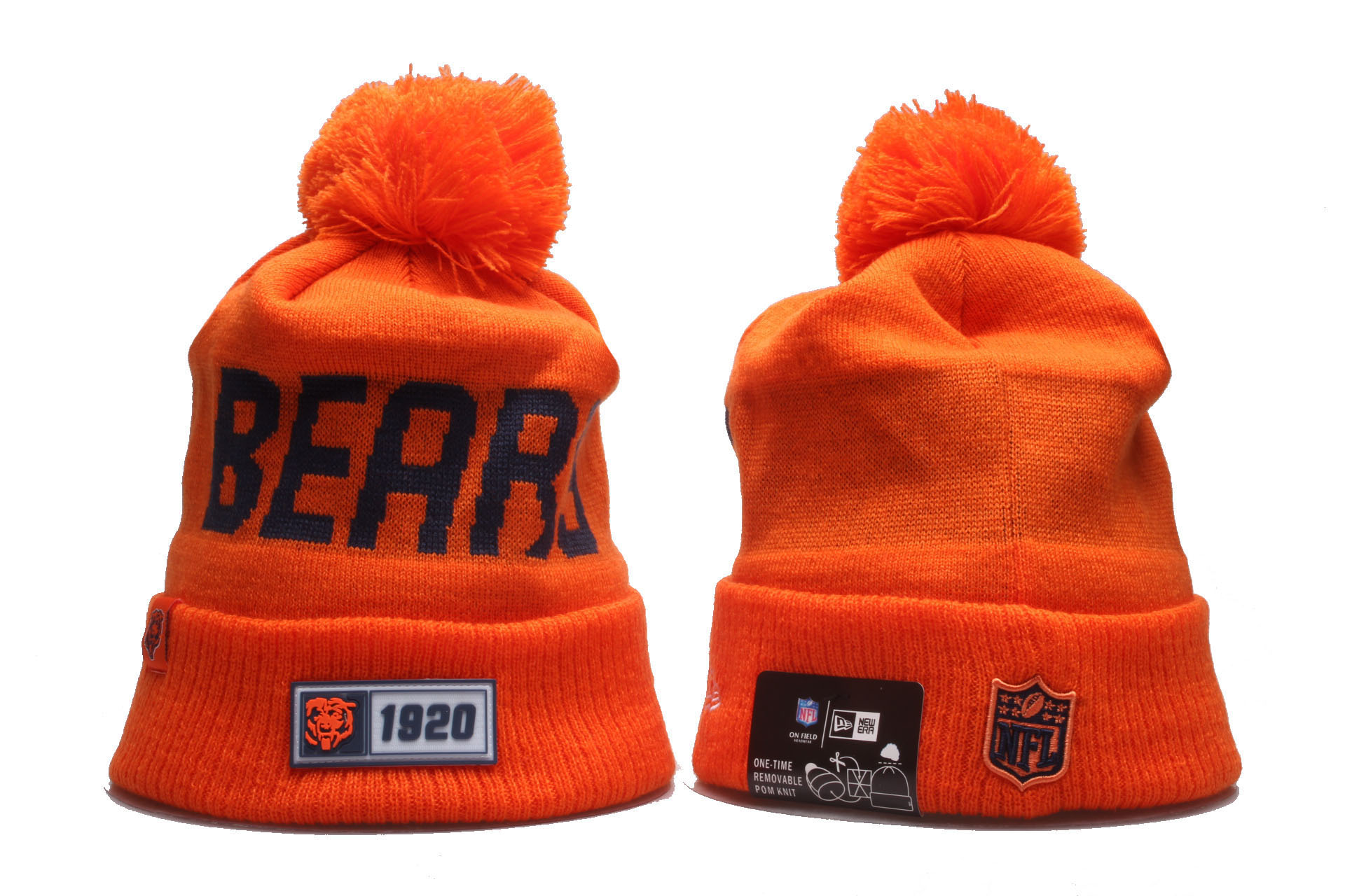 Bears Team Logo Orange 1920 Pom Knit Hat YD