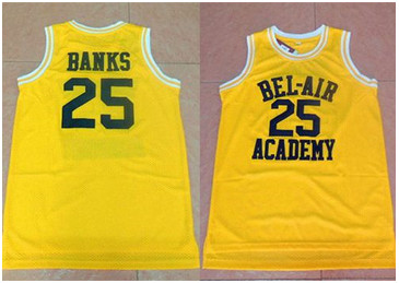 Bel-Air Academy #25 Banks Gold Stitched Basketball Jersey