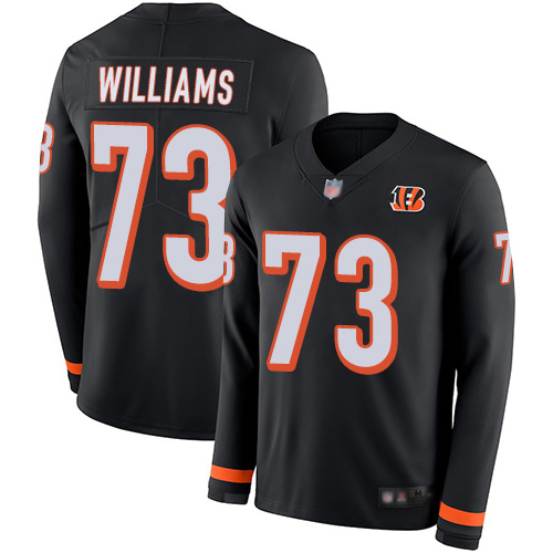 Bengals #73 Jonah Williams Black Team Color Men's Stitched Football Limited Therma Long Sleeve Jersey Bengals #73 Jonah Williams Black Team Color Men's Stitched Football Limited Therma Long Sleeve Jersey