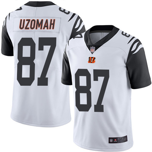Bengals #87 C.J. Uzomah White Men's Stitched Football Limited Rush Jersey Bengals #87 C.J. Uzomah White Men's Stitched Football Limited Rush Jersey