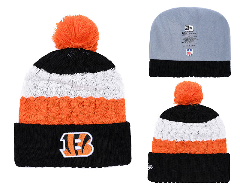 Bengals Classic Orange Black Pom Knit Hat YD