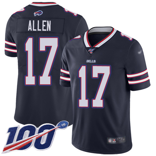 Bills #17 Josh Allen Navy Youth Stitched Football Limited Inverted Legend 100th Season Jersey Bills #17 Josh Allen Navy Youth Stitched Football Limited Inverted Legend 100th Season Jersey